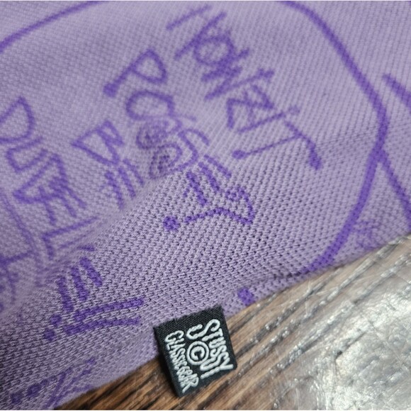 Rare old Stussy all-over print speech bubble polo shirt, size XL - Picture 2 of 13